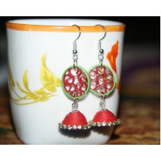 QUILLING JHUMKAS(GREEN & RED)